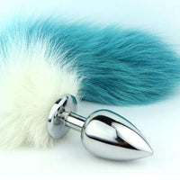 Plug Anal Fourrure Blanche & Bleu Turquoise