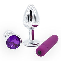 Plug Anal Bijou Violet (Coffret 2 Bijoux + Vibro)