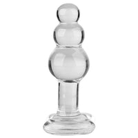 Plug Anal en Verre 3 Boules Claires (Ø1.8 à 3.8cm | Tige Perlé)