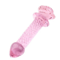 Plug Anal en Verre Rose avec une Fleur (Tige Droite)