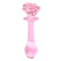 Plug Anal en Verre Rose avec une Fleur