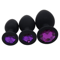 Plug Anal Silicone Noir (Kit de 3 | Bijoux Violet)