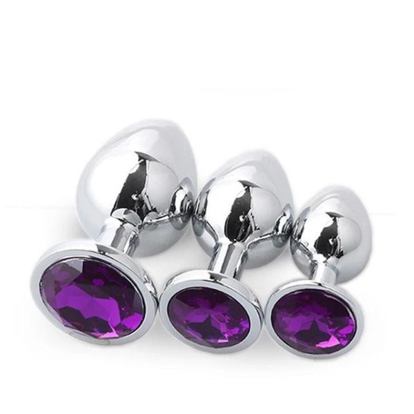plug anal argenté bijou violet